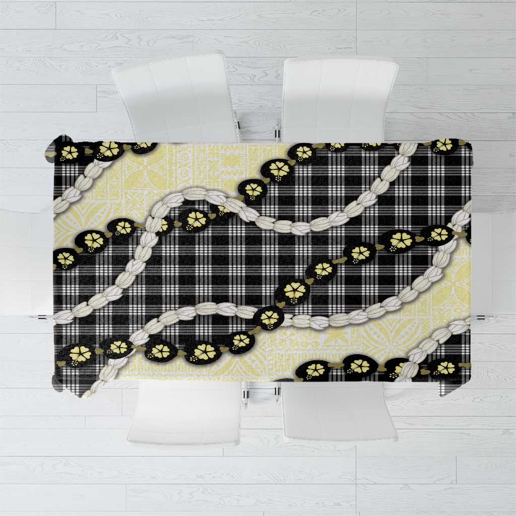 Black Palaka Hawaii Tablecloth Kukui Nut Pikake Lei Hawaiian Tapa Pattern LT14 Black - Polynesian Pride