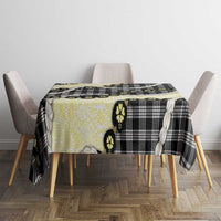 Black Palaka Hawaii Tablecloth Kukui Nut Pikake Lei Hawaiian Tapa Pattern LT14 - Polynesian Pride