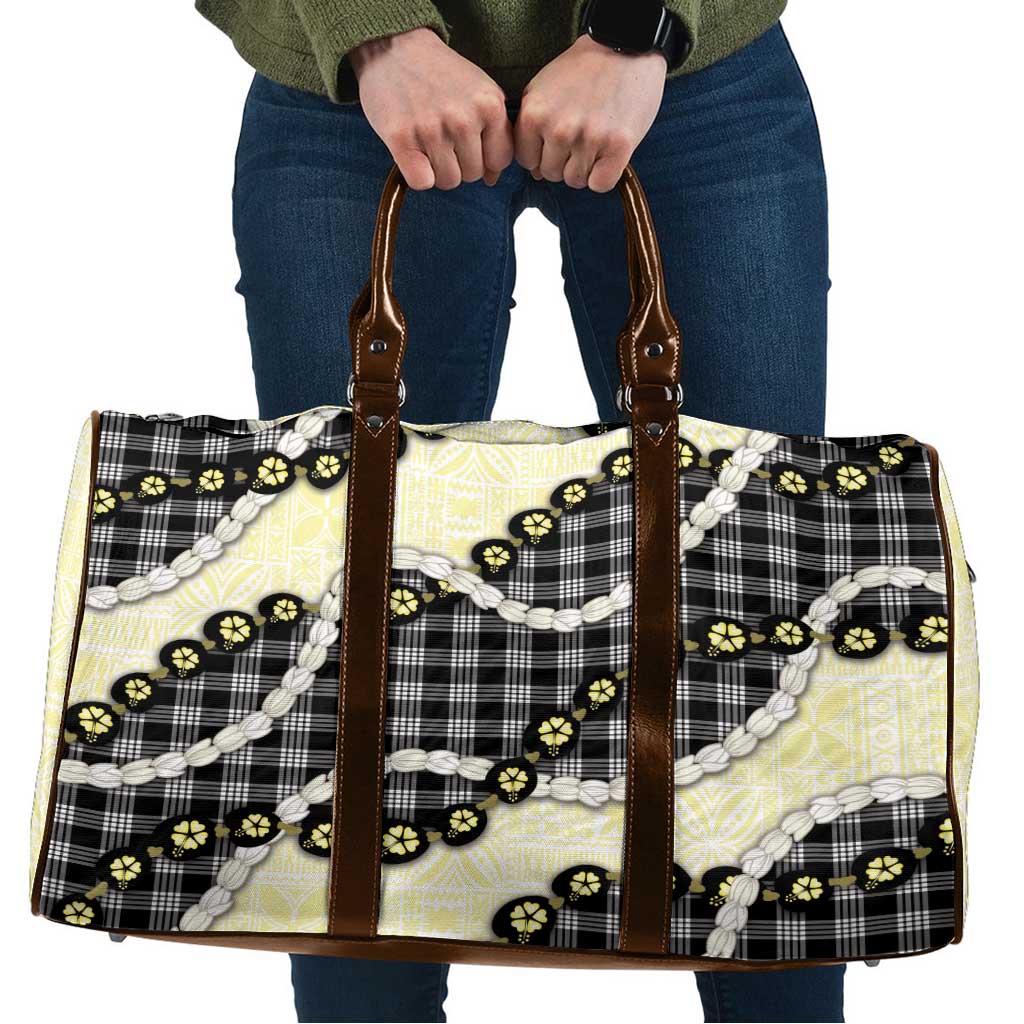 Black Palaka Hawaii Travel Bag Kukui Nut Pikake Lei Hawaiian Tapa Pattern LT14 Black - Polynesian Pride