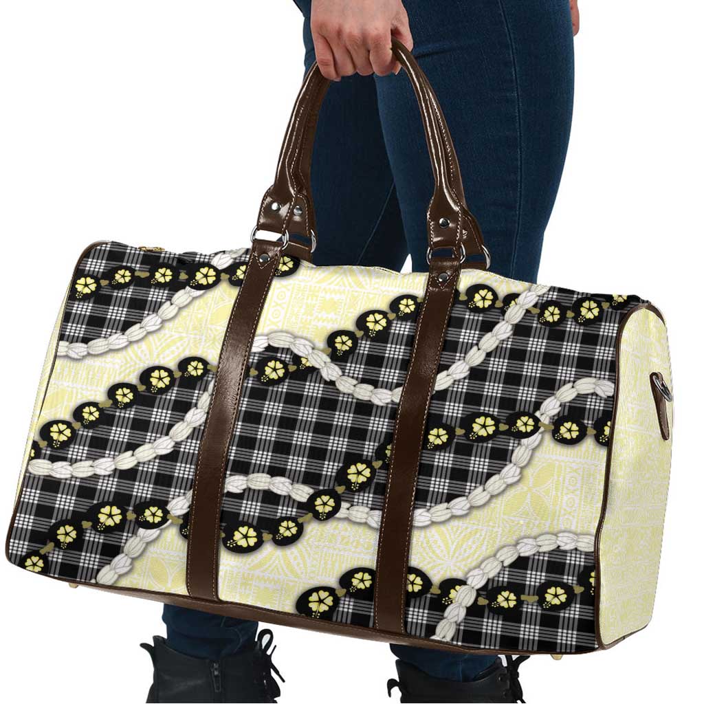 Black Palaka Hawaii Travel Bag Kukui Nut Pikake Lei Hawaiian Tapa Pattern LT14 - Polynesian Pride