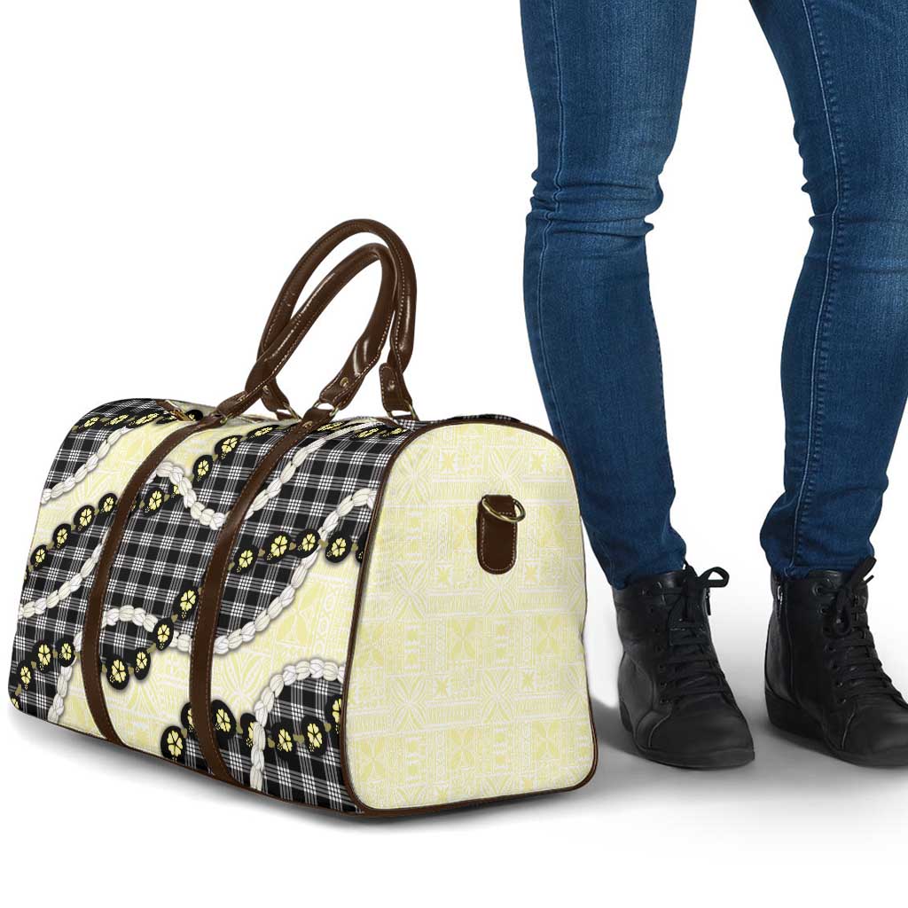 Black Palaka Hawaii Travel Bag Kukui Nut Pikake Lei Hawaiian Tapa Pattern LT14 - Polynesian Pride