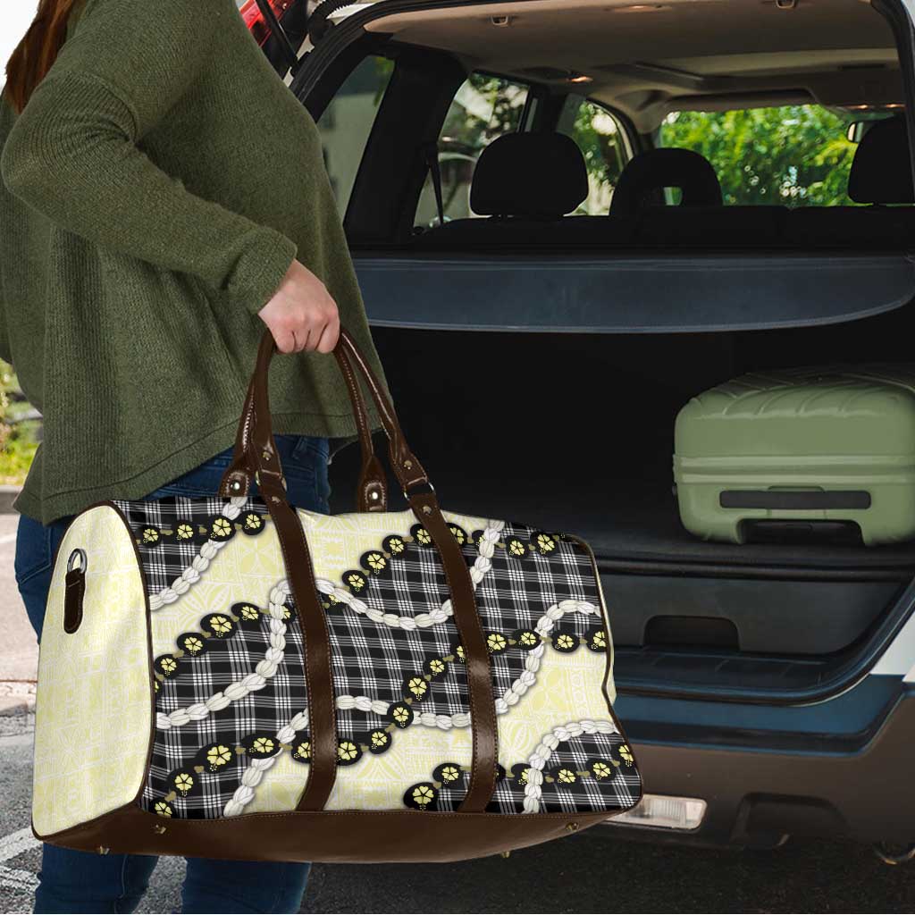 Black Palaka Hawaii Travel Bag Kukui Nut Pikake Lei Hawaiian Tapa Pattern LT14 - Polynesian Pride