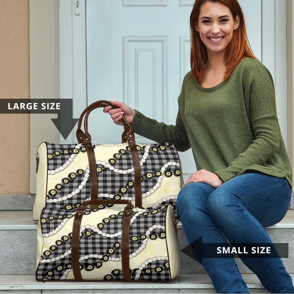 Black Palaka Hawaii Travel Bag Kukui Nut Pikake Lei Hawaiian Tapa Pattern LT14 - Polynesian Pride