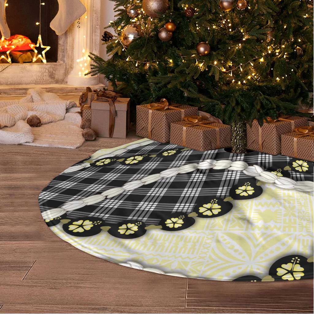 Black Palaka Hawaii Tree Skirt Kukui Nut Pikake Lei Hawaiian Tapa Pattern LT14 - Polynesian Pride