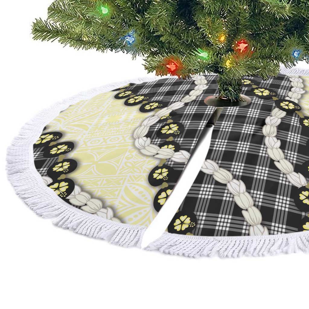 Black Palaka Hawaii Tree Skirt Kukui Nut Pikake Lei Hawaiian Tapa Pattern LT14 - Polynesian Pride