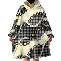 Black Palaka Hawaii Wearable Blanket Hoodie Kukui Nut Pikake Lei Hawaiian Tapa Pattern LT14 - Polynesian Pride