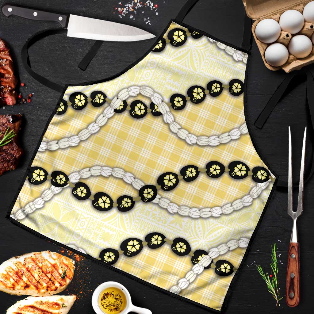 Yellow Palaka Hawaii Apron Kukui Nut Pikake Lei Hawaiian Tapa Pattern LT14 Yellow - Polynesian Pride