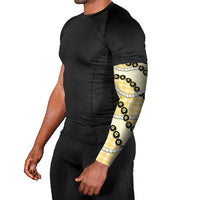 Yellow Palaka Hawaii Arm Sleeves Kukui Nut Pikake Lei Hawaiian Tapa Pattern LT14 - Polynesian Pride