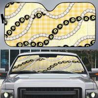 Yellow Palaka Hawaii Auto Sun Shade Kukui Nut Pikake Lei Hawaiian Tapa Pattern - Polynesian Pride