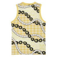 Yellow Palaka Hawaii Basketball Jersey Kukui Nut Pikake Lei Hawaiian Tapa Pattern LT14 - Polynesian Pride
