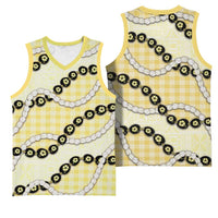 Yellow Palaka Hawaii Basketball Jersey Kukui Nut Pikake Lei Hawaiian Tapa Pattern LT14 - Polynesian Pride