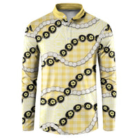 Yellow Palaka Hawaii Button Sweatshirt Kukui Nut Pikake Lei Hawaiian Tapa Pattern LT14 Yellow - Polynesian Pride