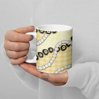 Yellow Palaka Hawaii Ceramic Mug Kukui Nut Pikake Lei Hawaiian Tapa Pattern - Polynesian Pride