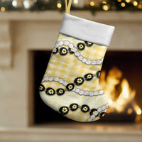 Yellow Palaka Hawaii Christmas Stocking Kukui Nut Pikake Lei Hawaiian Tapa Pattern - Polynesian Pride