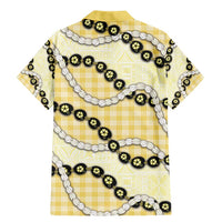 Yellow Palaka Hawaii Family Matching Mermaid Dress and Hawaiian Shirt Kukui Nut Pikake Lei Hawaiian Tapa Pattern - Polynesian Pride
