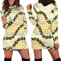Yellow Palaka Hawaii Hoodie Dress Kukui Nut Pikake Lei Hawaiian Tapa Pattern LT14 - Polynesian Pride