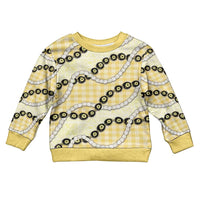 Yellow Palaka Hawaii Kid Ugly Christmas Sweater Kukui Nut Pikake Lei Hawaiian Tapa Pattern LT14 Kid Yellow - Polynesian Pride