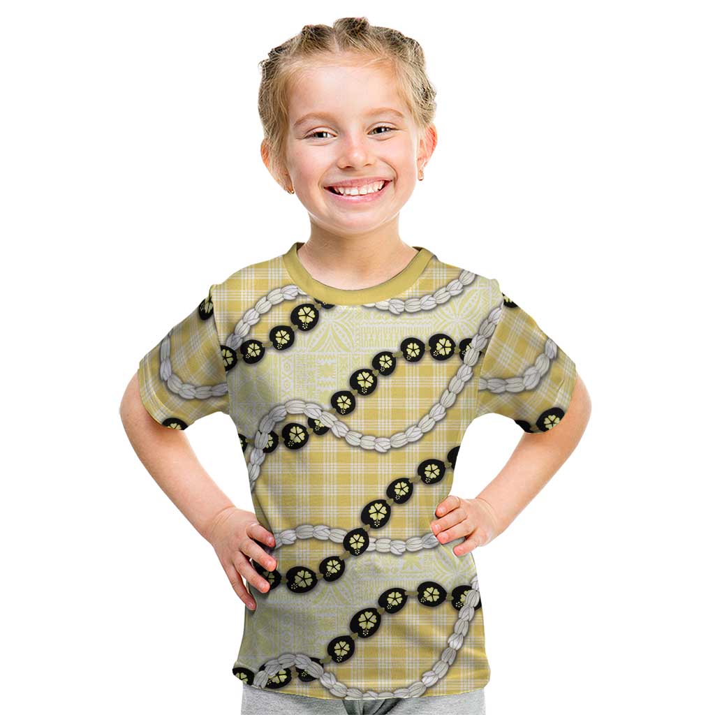 Yellow Palaka Hawaii Kid T Shirt Kukui Nut Pikake Lei Hawaiian Tapa Pattern LT14 Yellow - Polynesian Pride
