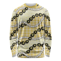 Yellow Palaka Hawaii Long Sleeve Shirt Kukui Nut Pikake Lei Hawaiian Tapa Pattern LT14 Unisex Yellow - Polynesian Pride