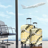 Yellow Palaka Hawaii Luggage Cover Kukui Nut Pikake Lei Hawaiian Tapa Pattern - Polynesian Pride