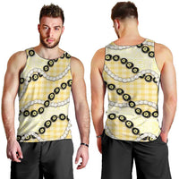Yellow Palaka Hawaii Men Tank Top Kukui Nut Pikake Lei Hawaiian Tapa Pattern LT14 - Polynesian Pride
