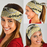 Yellow Palaka Hawaii Neck Gaiter Kukui Nut Pikake Lei Hawaiian Tapa Pattern - Polynesian Pride