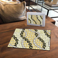 Yellow Palaka Hawaii Puzzle Kukui Nut Pikake Lei Hawaiian Tapa Pattern LT14 - Polynesian Pride