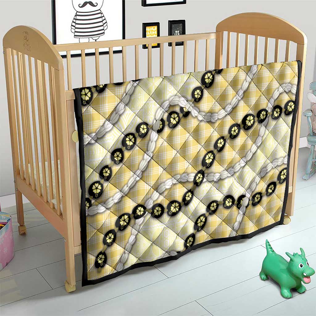 Yellow Palaka Hawaii Quilt Kukui Nut Pikake Lei Hawaiian Tapa Pattern - Polynesian Pride