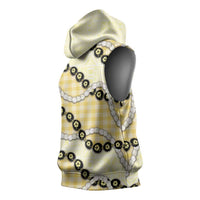 Yellow Palaka Hawaii Sleeveless Hoodie Kukui Nut Pikake Lei Hawaiian Tapa Pattern LT14 - Polynesian Pride