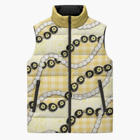 Yellow Palaka Hawaii Sleeveless Puffer Jacket Kukui Nut Pikake Lei Hawaiian Tapa Pattern LT14 Unisex Yellow - Polynesian Pride