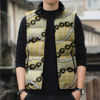 Yellow Palaka Hawaii Sleeveless Puffer Jacket Kukui Nut Pikake Lei Hawaiian Tapa Pattern LT14 - Polynesian Pride