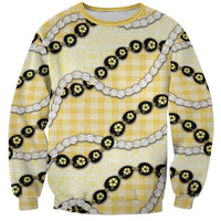 Yellow Palaka Hawaii Sweatshirt Kukui Nut Pikake Lei Hawaiian Tapa Pattern LT14 Unisex Yellow - Polynesian Pride