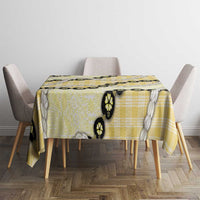 Yellow Palaka Hawaii Tablecloth Kukui Nut Pikake Lei Hawaiian Tapa Pattern LT14 - Polynesian Pride