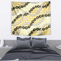 Yellow Palaka Hawaii Tapestry Kukui Nut Pikake Lei Hawaiian Tapa Pattern - Polynesian Pride