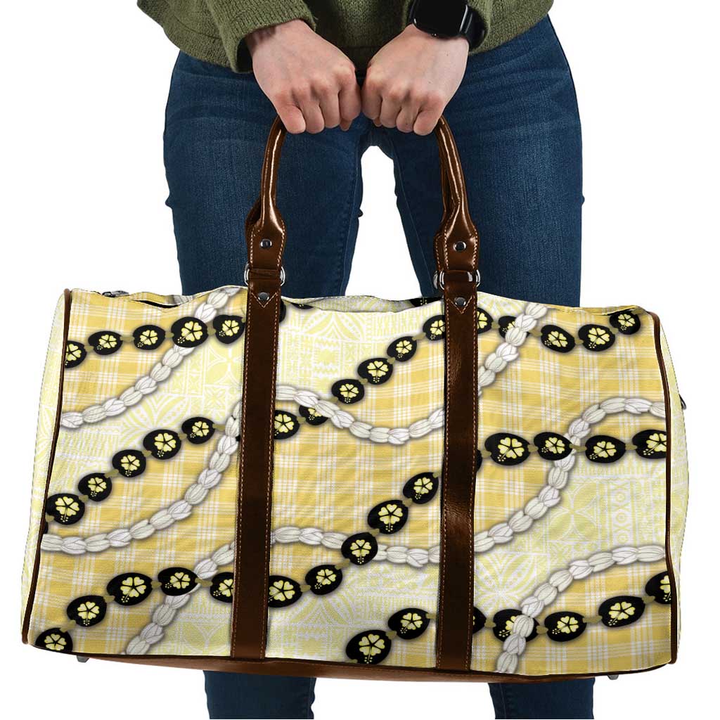 Yellow Palaka Hawaii Travel Bag Kukui Nut Pikake Lei Hawaiian Tapa Pattern LT14 Yellow - Polynesian Pride