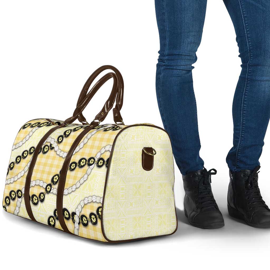 Yellow Palaka Hawaii Travel Bag Kukui Nut Pikake Lei Hawaiian Tapa Pattern LT14 - Polynesian Pride