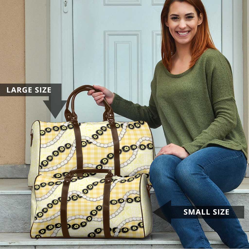 Yellow Palaka Hawaii Travel Bag Kukui Nut Pikake Lei Hawaiian Tapa Pattern LT14 - Polynesian Pride