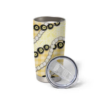 Yellow Palaka Hawaii Tumbler Cup Kukui Nut Pikake Lei Hawaiian Tapa Pattern - Polynesian Pride