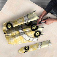 Yellow Palaka Hawaii Umbrella Kukui Nut Pikake Lei Hawaiian Tapa Pattern - Polynesian Pride