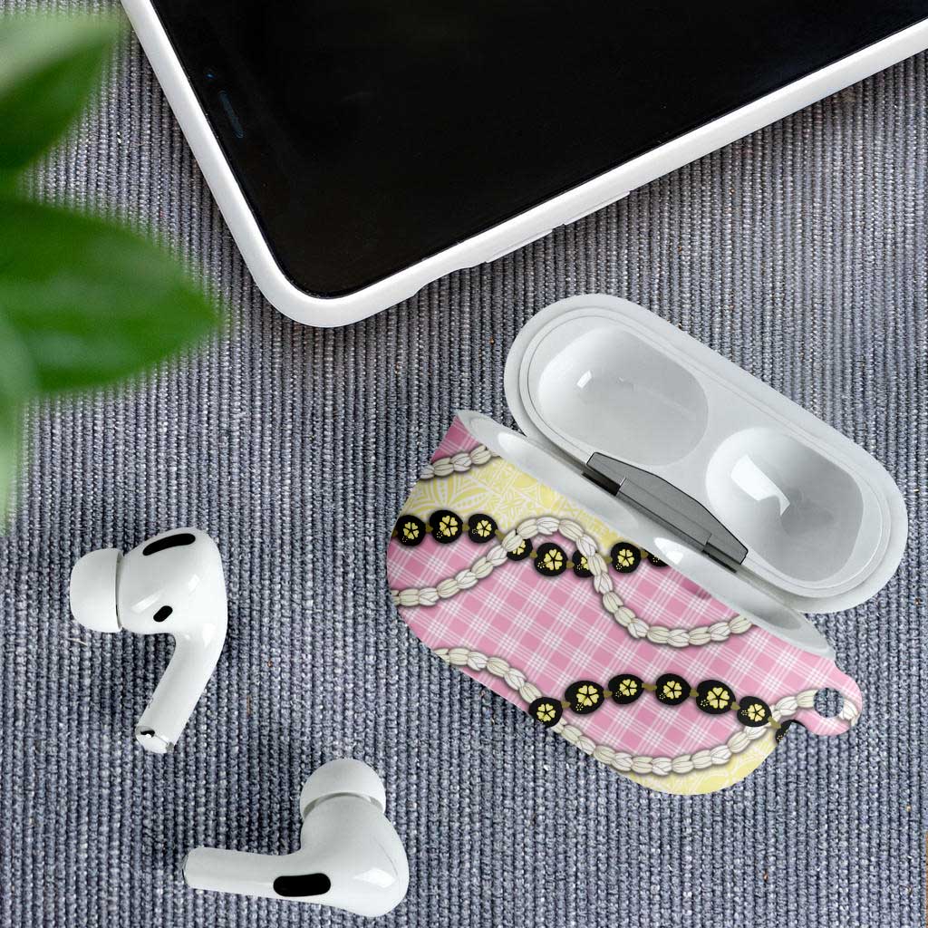 Pink Palaka Hawaii AirPods Case Kukui Nut Pikake Lei Hawaiian Tapa Pattern LT14 - Polynesian Pride