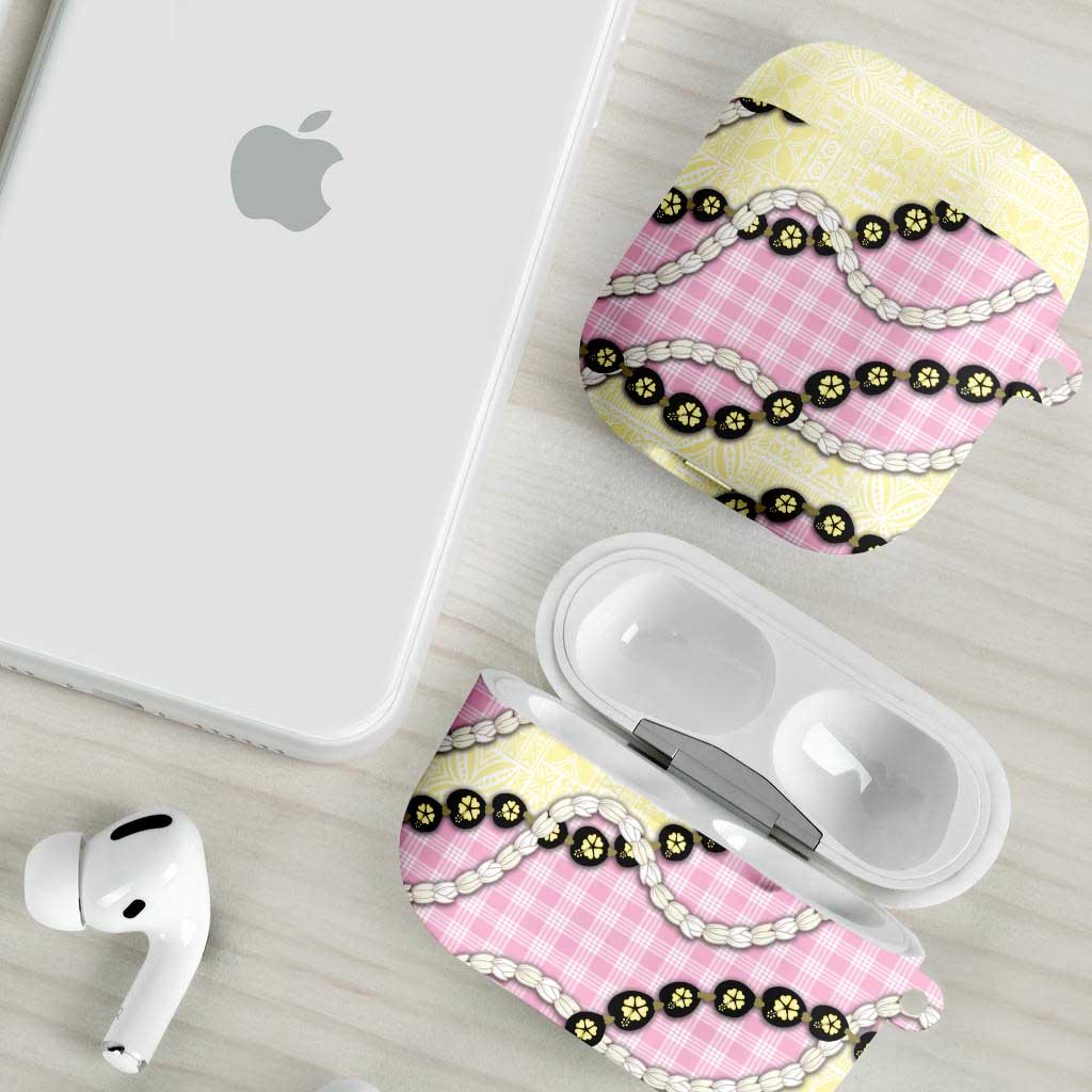 Pink Palaka Hawaii AirPods Case Kukui Nut Pikake Lei Hawaiian Tapa Pattern LT14 - Polynesian Pride