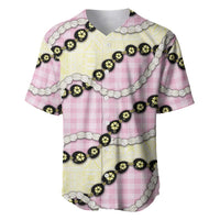 Pink Palaka Hawaii Baseball Jersey Kukui Nut Pikake Lei Hawaiian Tapa Pattern LT14 Pink - Polynesian Pride