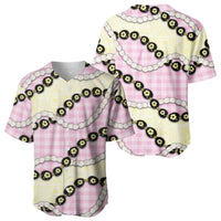 Pink Palaka Hawaii Baseball Jersey Kukui Nut Pikake Lei Hawaiian Tapa Pattern LT14 - Polynesian Pride