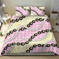 Pink Palaka Hawaii Bedding Set Kukui Nut Pikake Lei Hawaiian Tapa Pattern - Polynesian Pride