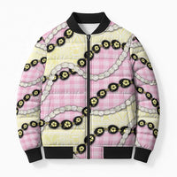 Pink Palaka Hawaii Bomber Puffer Jacket Kukui Nut Pikake Lei Hawaiian Tapa Pattern LT14 Unisex Pink - Polynesian Pride
