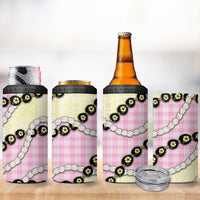 Pink Palaka Hawaii 4 in 1 Can Cooler Tumbler Kukui Nut Pikake Lei Hawaiian Tapa Pattern - Polynesian Pride