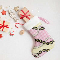 Pink Palaka Hawaii Christmas Stocking Kukui Nut Pikake Lei Hawaiian Tapa Pattern - Polynesian Pride