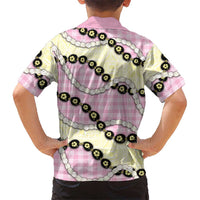Pink Palaka Hawaii Family Matching Puletasi and Hawaiian Shirt Kukui Nut Pikake Lei Hawaiian Tapa Pattern - Polynesian Pride