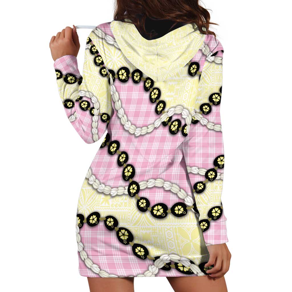 Pink Palaka Hawaii Hoodie Dress Kukui Nut Pikake Lei Hawaiian Tapa Pattern LT14 - Polynesian Pride