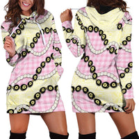 Pink Palaka Hawaii Hoodie Dress Kukui Nut Pikake Lei Hawaiian Tapa Pattern LT14 - Polynesian Pride